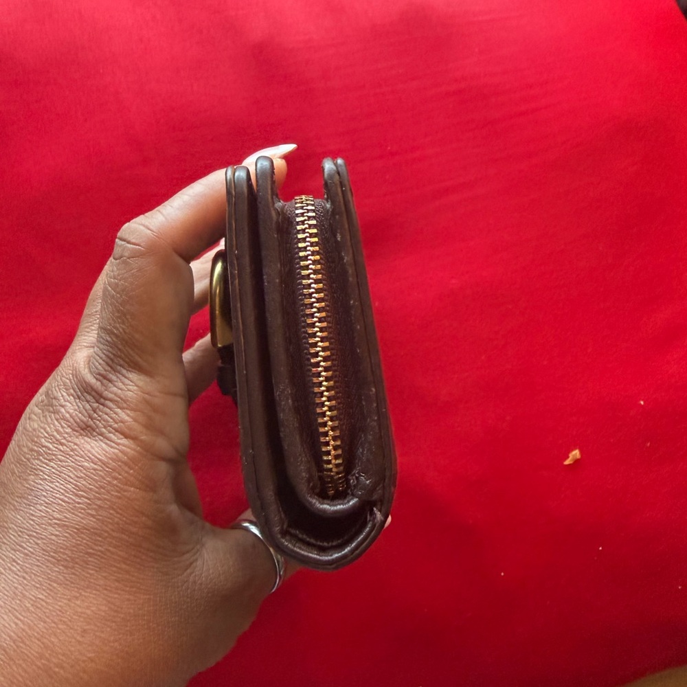 Coach Tan and Brown Signature Canvas Small Wallet with Gold Buckle - Picture 2 of 5